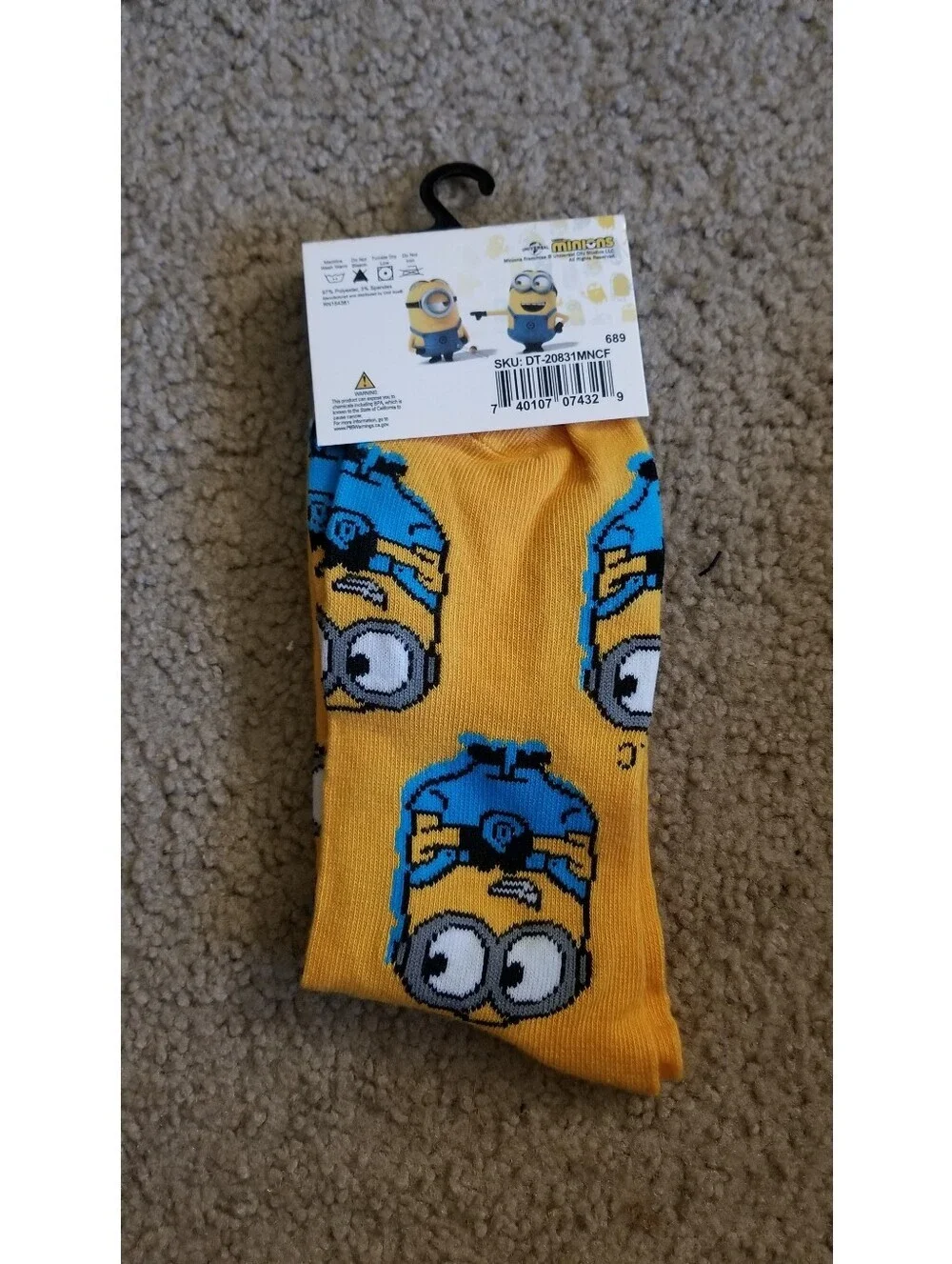 Disney Minions Yellow & Blue Crew Socks